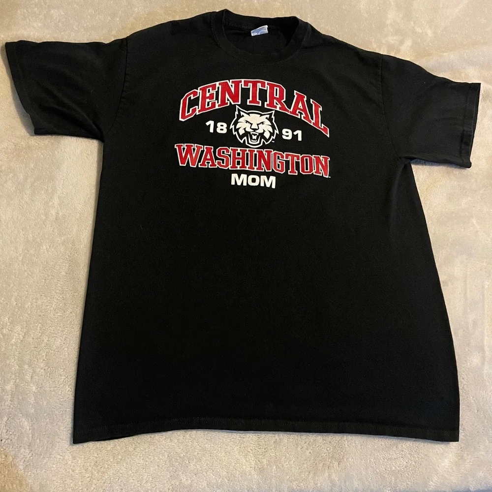 Central Washington‎ Wildcats Mom T Shirt Black Large Sportswear Cotton Womens